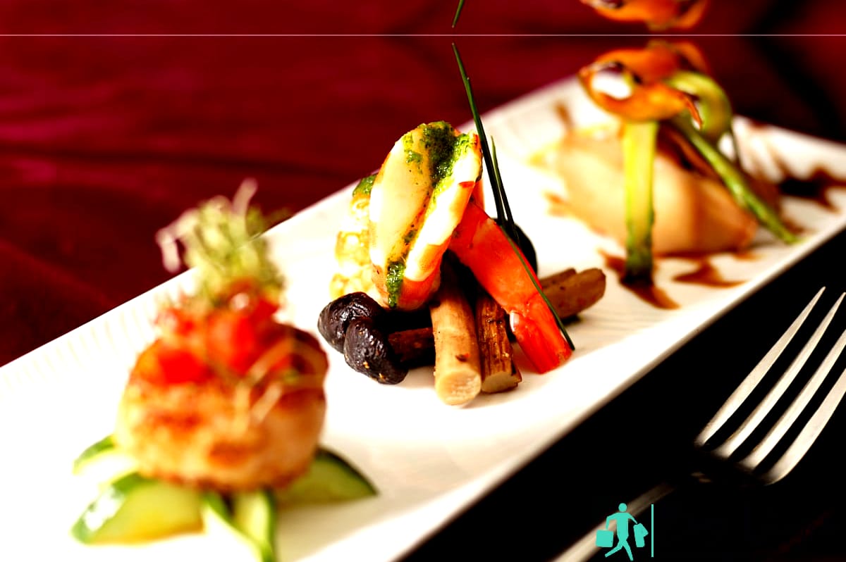 Aperitivo de cocina creativa Camarones Mariscos en un restaurante en Beaver Creek Co