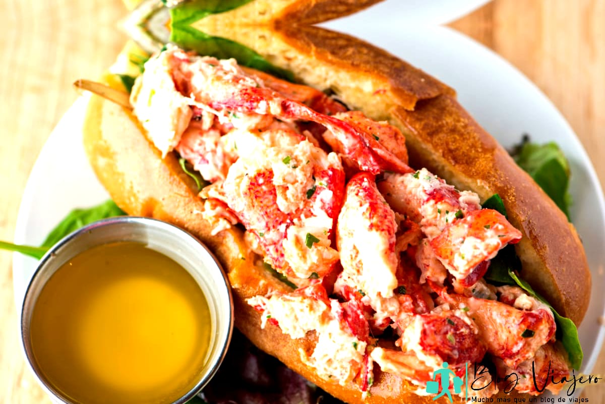 Rollo de Langosta.  Sándwich americano clásico tradicional