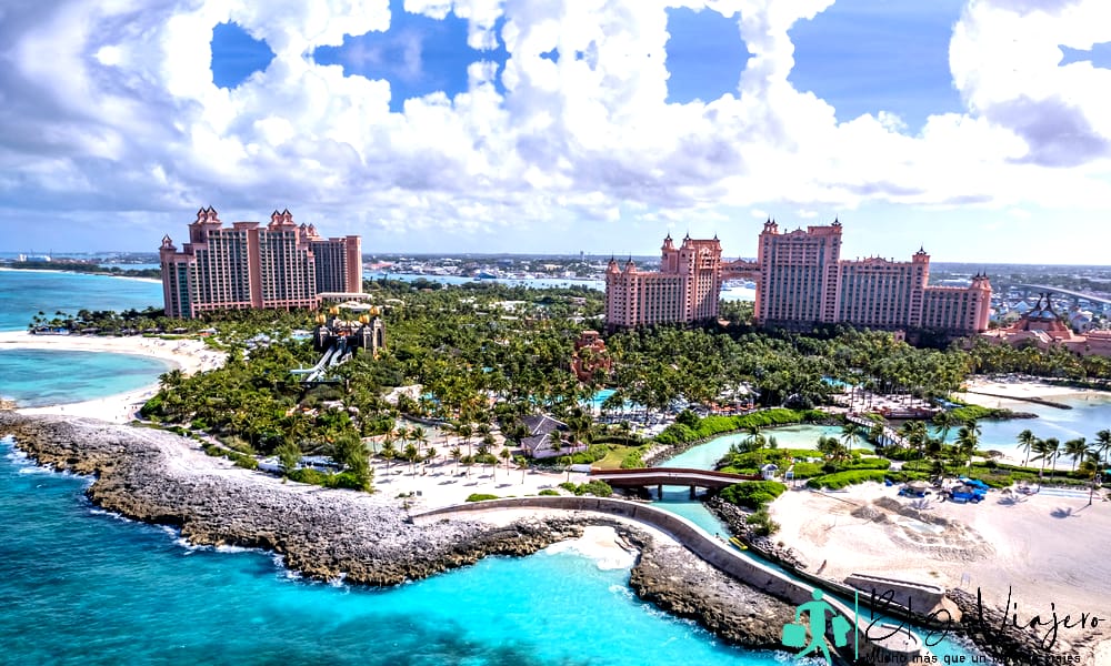The drone aerial view of Paradise Island, Nassau, Bahamas. What To Do in Bahamas Nassau