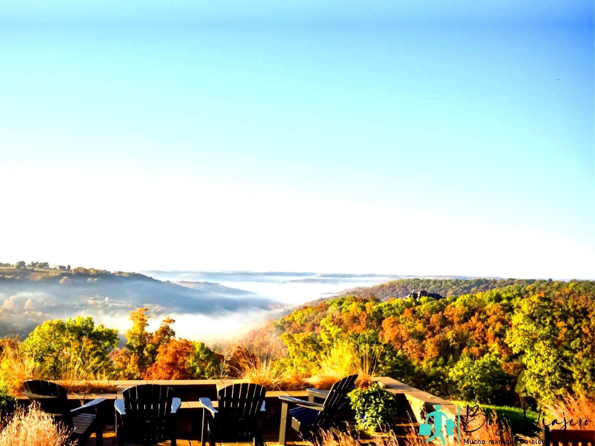 Vista desde la terraza privada al desierto en los Ozarks